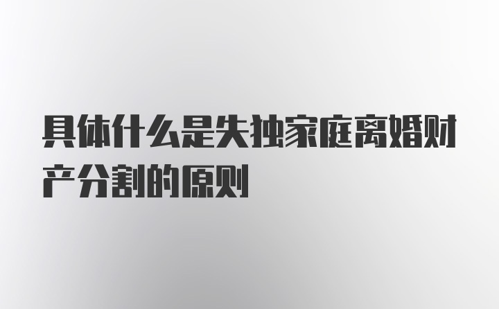 具体什么是失独家庭离婚财产分割的原则