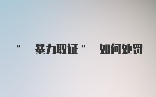 " 暴力取证" 如何处罚