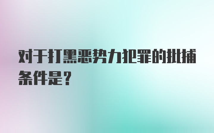 对于打黑恶势力犯罪的批捕条件是？