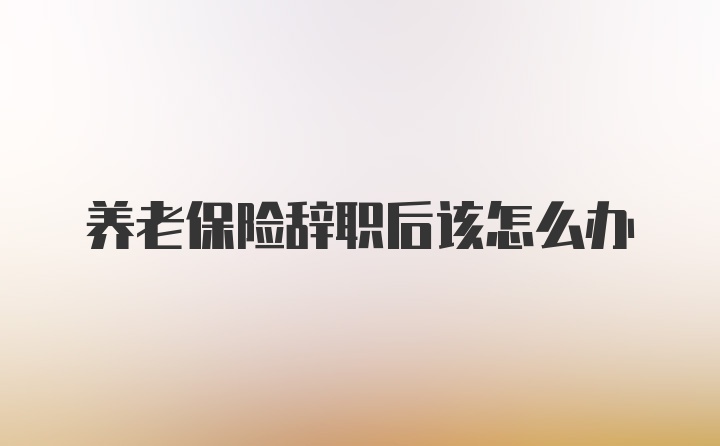 养老保险辞职后该怎么办