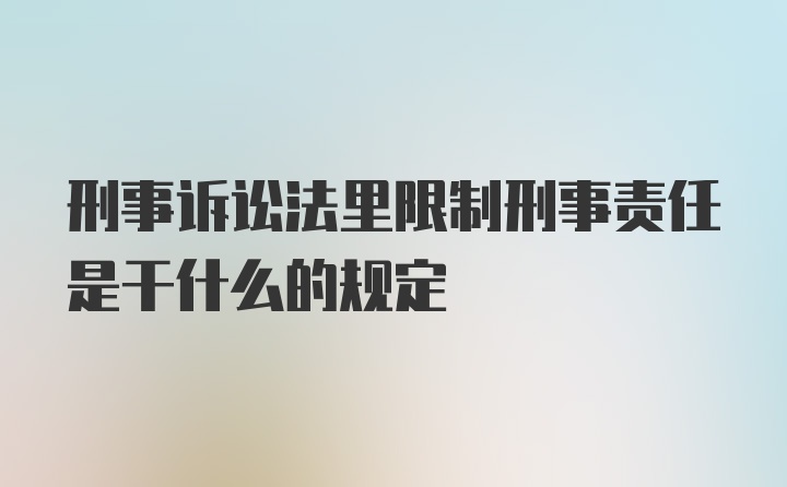 刑事诉讼法里限制刑事责任是干什么的规定