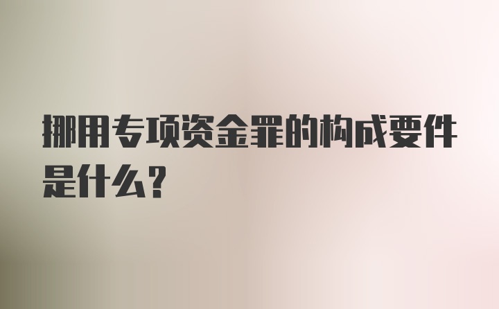 挪用专项资金罪的构成要件是什么？