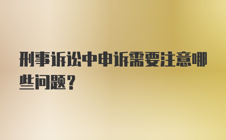 刑事诉讼中申诉需要注意哪些问题？