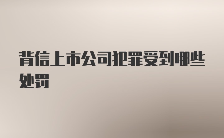 背信上市公司犯罪受到哪些处罚