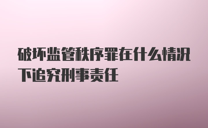 破坏监管秩序罪在什么情况下追究刑事责任