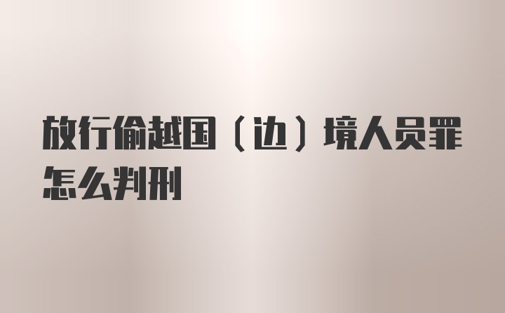 放行偷越国(边)境人员罪怎么判刑