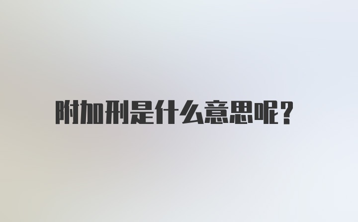 附加刑是什么意思呢?