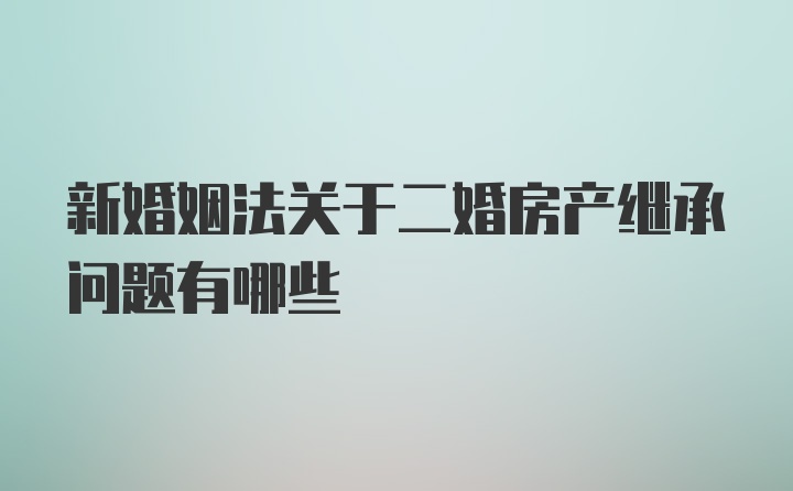 新婚姻法关于二婚房产继承问题有哪些