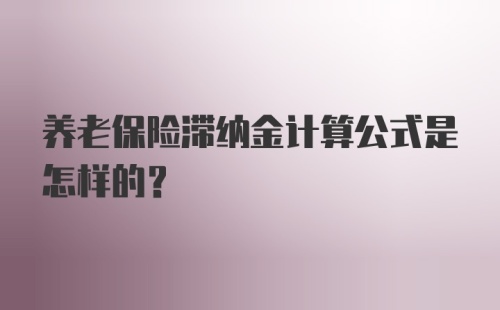 养老保险滞纳金计算公式是怎样的?