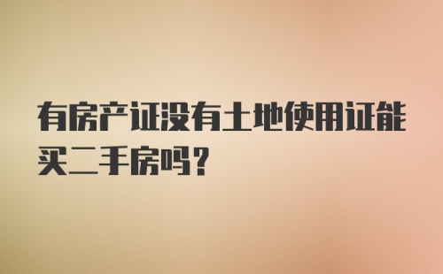 有房产证没有土地使用证能买二手房吗？