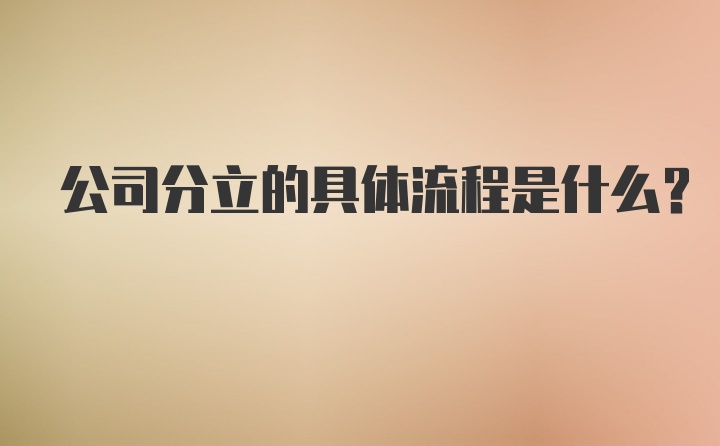 公司分立的具体流程是什么？