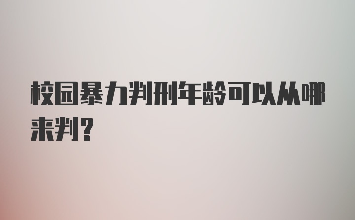 校园暴力判刑年龄可以从哪来判？