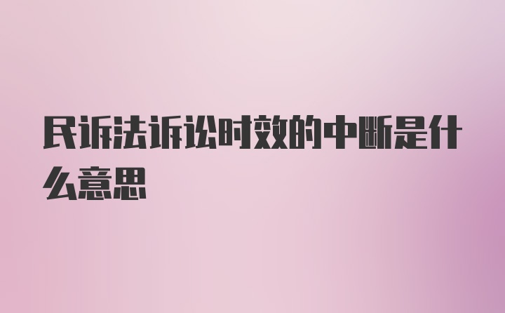 民诉法诉讼时效的中断是什么意思