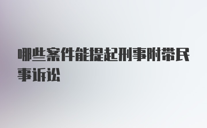 哪些案件能提起刑事附带民事诉讼