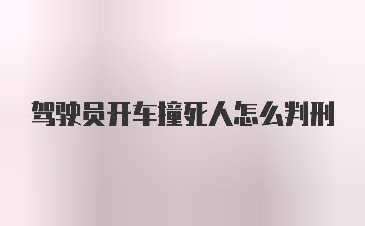 驾驶员开车撞死人怎么判刑