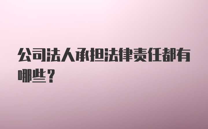 公司法人承担法律责任都有哪些？