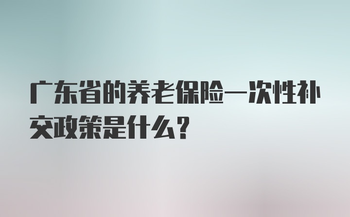 广东省的养老保险一次性补交政策是什么？