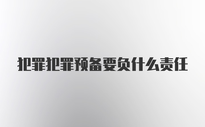 犯罪犯罪预备要负什么责任