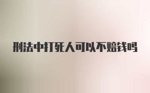 刑法中打死人可以不赔钱吗