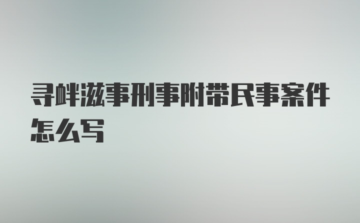 寻衅滋事刑事附带民事案件怎么写