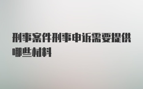 刑事案件刑事申诉需要提供哪些材料