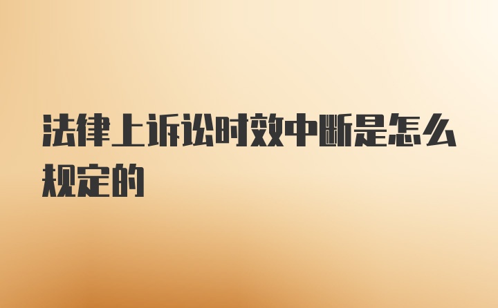 法律上诉讼时效中断是怎么规定的