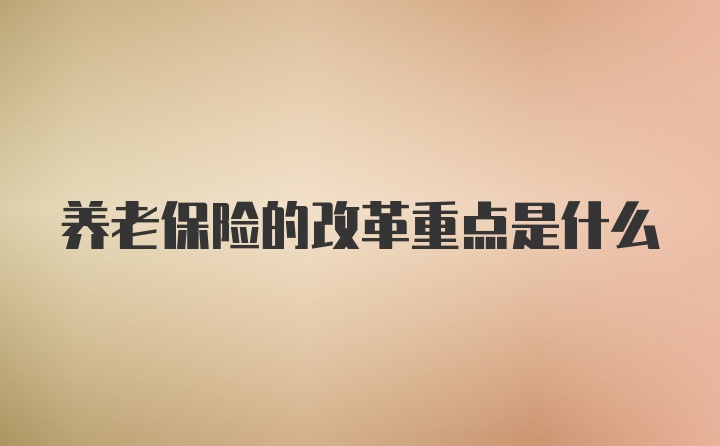 养老保险的改革重点是什么