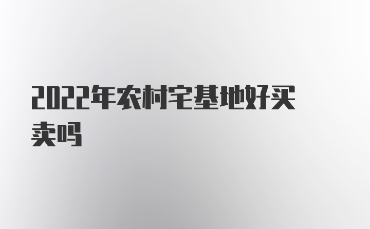 2022年农村宅基地好买卖吗