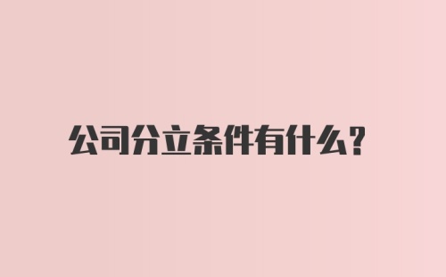 公司分立条件有什么？