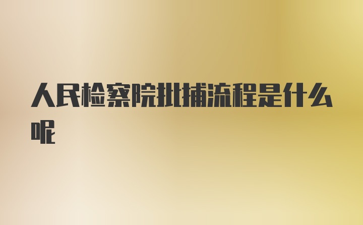 人民检察院批捕流程是什么呢