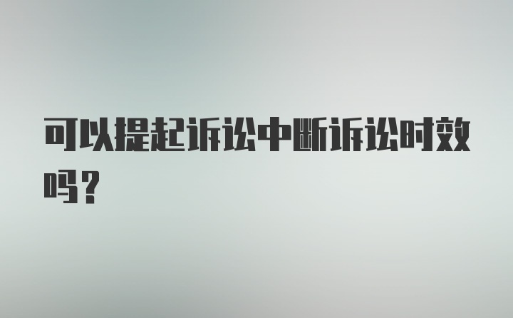 可以提起诉讼中断诉讼时效吗?