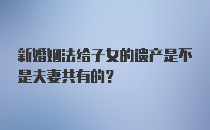 新婚姻法给子女的遗产是不是夫妻共有的？