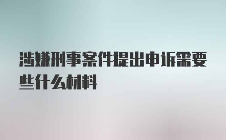 涉嫌刑事案件提出申诉需要些什么材料