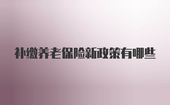 补缴养老保险新政策有哪些