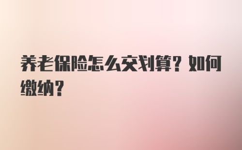 养老保险怎么交划算？如何缴纳？