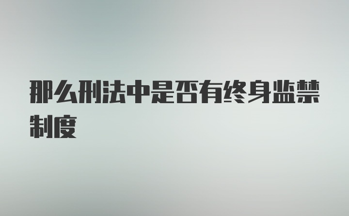 那么刑法中是否有终身监禁制度