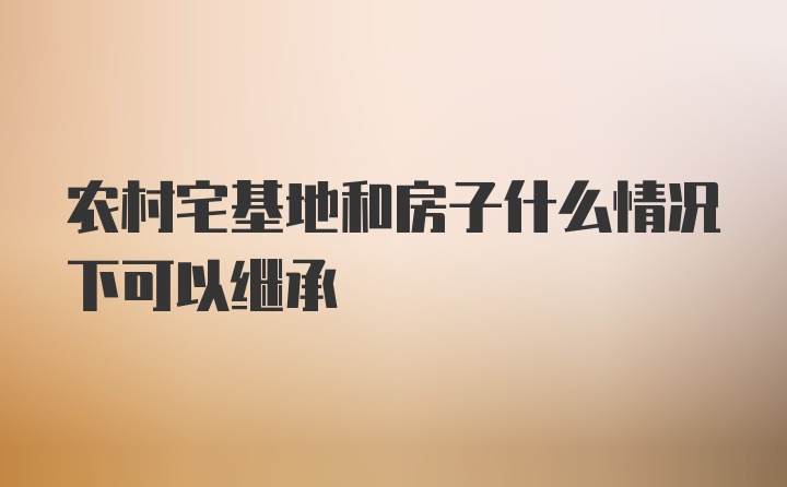 农村宅基地和房子什么情况下可以继承