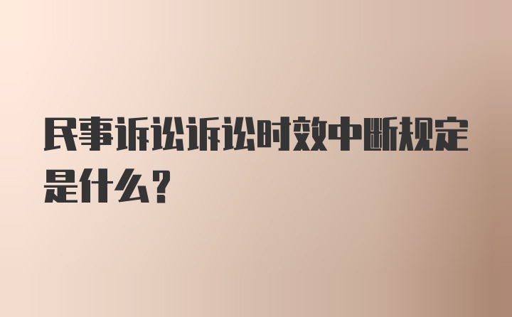 民事诉讼诉讼时效中断规定是什么？