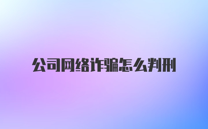 公司网络诈骗怎么判刑