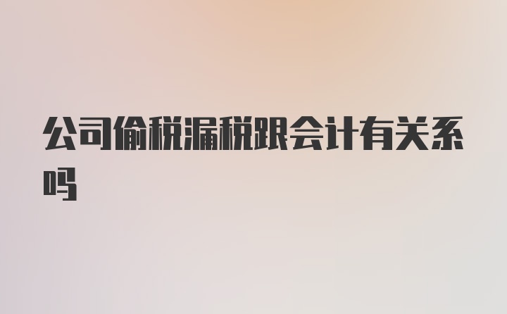 公司偷税漏税跟会计有关系吗