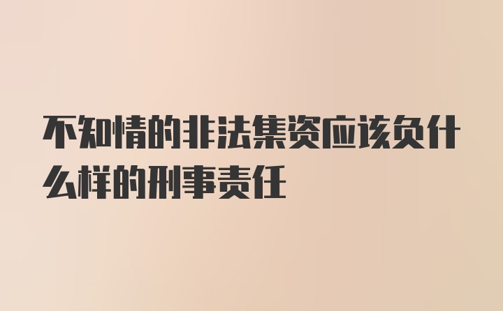 不知情的非法集资应该负什么样的刑事责任