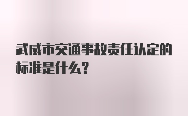 武威市交通事故责任认定的标准是什么？