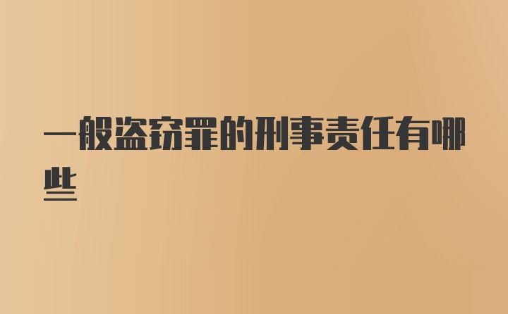 一般盗窃罪的刑事责任有哪些