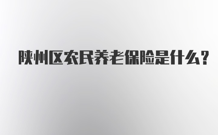 陕州区农民养老保险是什么？