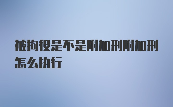 被拘役是不是附加刑附加刑怎么执行