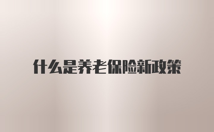 什么是养老保险新政策