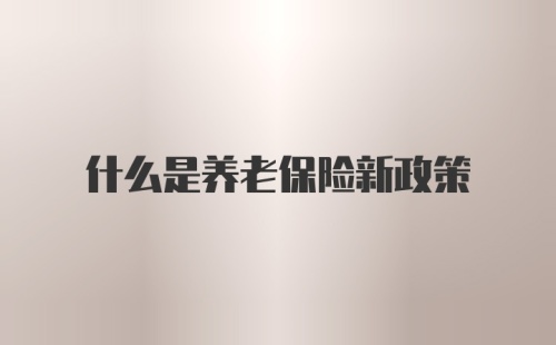 什么是养老保险新政策