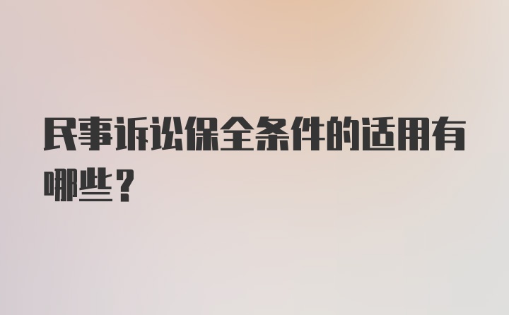 民事诉讼保全条件的适用有哪些？