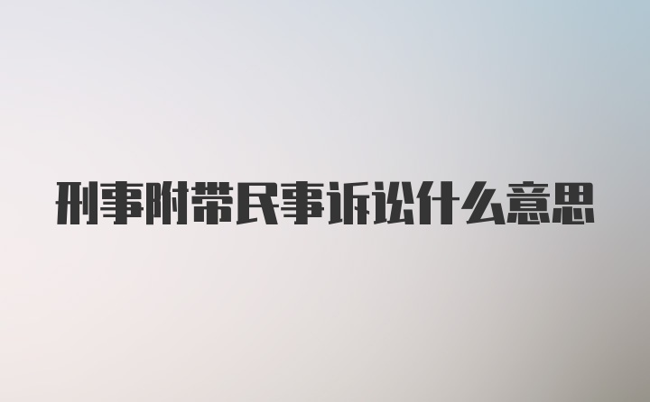 刑事附带民事诉讼什么意思