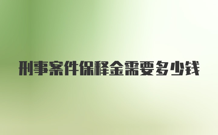 刑事案件保释金需要多少钱